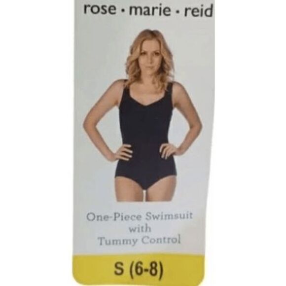 Rose Marie Reid Black Tummy Control One Piece Swim Suit Size Small - Picture 8 of 8
